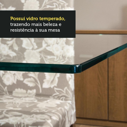 Mesa Rectangular Madesa 5364 con Tapa de Cristal Color Marrón/Negro