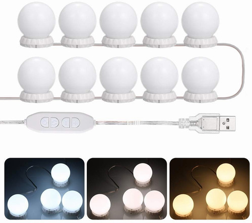 3 Brilho Hollywood Led Vanity Espelho Luzes 10 Lâmpadas