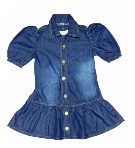 Imagem 8 de 9 de Vestido Infantil Jeans Blogueirinha Costas Coração Princesa