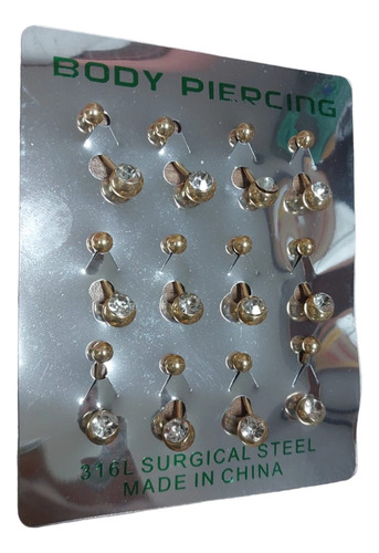 Kit Com 12 Piercing De Umbigo Aço Cirúrgico Dourado Circulo 