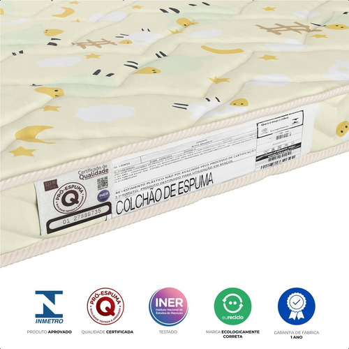 Colchão Berço 130x60x8cm Espumado Macio Impermeável