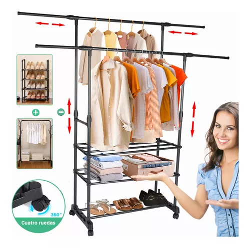 Perchero colgador de ropa para puerta organizador ajustable de metal armario