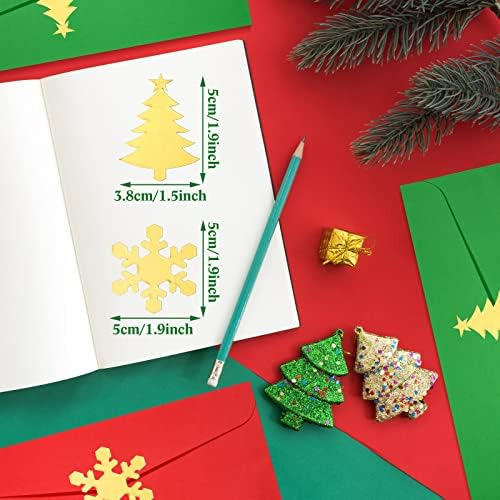 Sobres Navideños Sobre Verde Y Rojo Con Pegatinas De Copos D