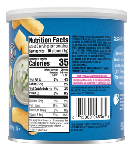 Snacks Gerber Lil Crunchies Ranch, 44 Ml, Para Bebé (paquete