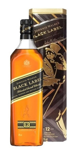 Whisky Johnnie Walker Black Label 750ml. Con Estuche En Lata