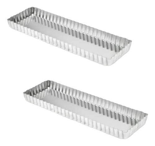 Set X 2 Tartera Rizada Aluminio Pastafrola Rectangular 29 Cm