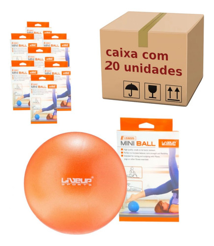 Caixa Master 20 Unidades Overball Para Pilates 25cm Laranja