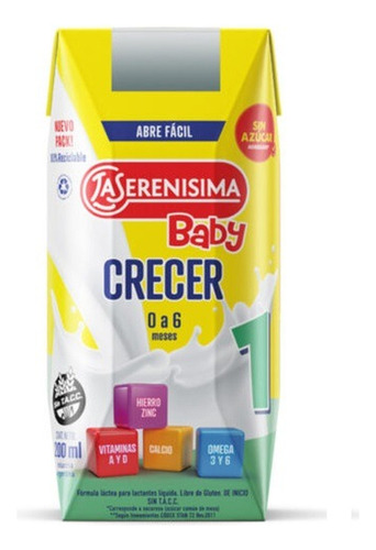 Leche La Serenisima Baby 0 A 6 Meses Larga Vida Sin Tacc