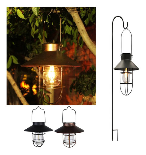 Lampara Solar Farol Vintage Estaca Colgante Para Jardín 