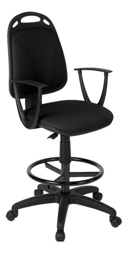 Silla de escritorio de Outlet Diva cajera con apoyabrazos y con ruedas ergonómica  negra con tapizado de tela marathon