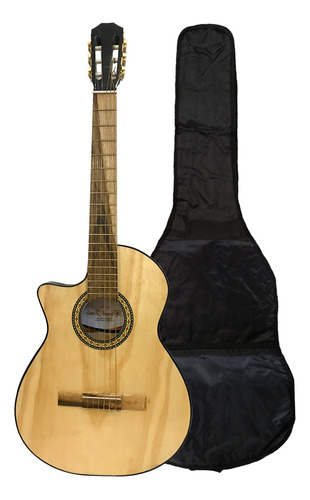 Guitarra Criolla Electrocriolla Para Zurdo Media Caja Funda