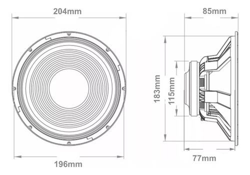 Woofer Medio 8 Pulgadas Jbl Selenium 8 Mg600 4 Ohms X2 Color Negro