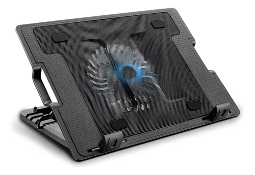 Suporte Notebook Cooler De Metal Gamer Pc Cor Preto LED Azul