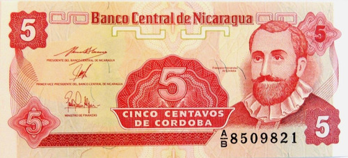 Billete De Nicaragua - 5 Centavos  - 1993 - En Mendoza