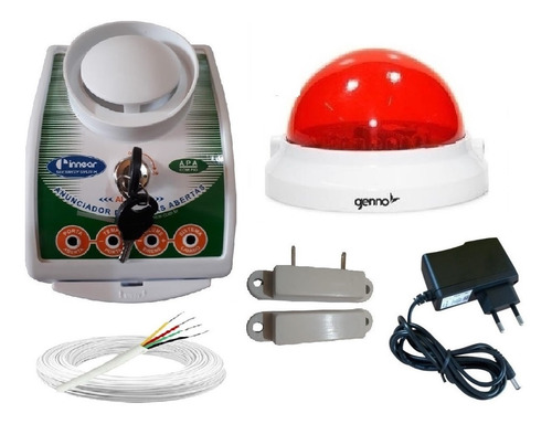 Alarme Anunciador Porta Aberta Sensor Com Fio + Strobe Extra