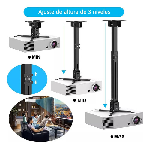 Soporte Proyector Universal 30kg De Techo Ajustable 43-65cm Blanco