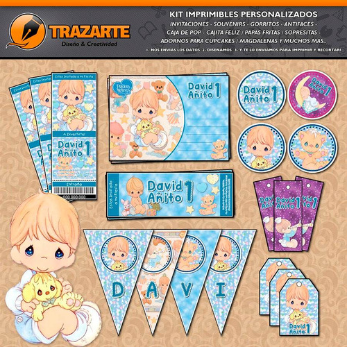 Kit Imprimible Precious Moments Personalizado Candy Bar Cump