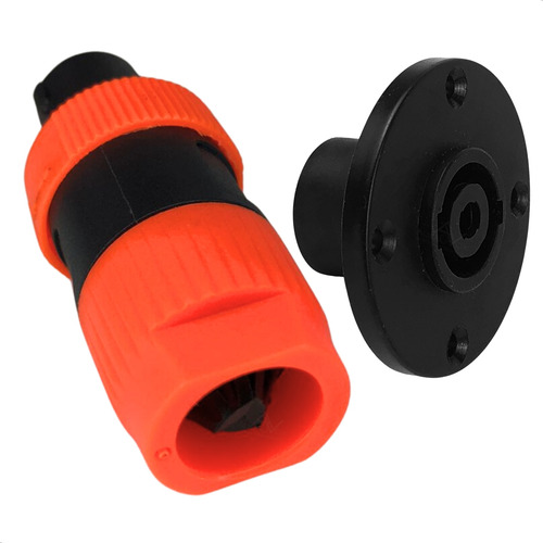 Kit 4 Conectores Plug Speakon 2 Macho E 2 Femea 4 Polos Para Rack Móvel Som Plug Conector Speakon Painel Kit 2 Pares