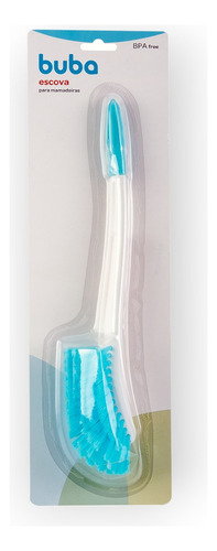 Kit Escova Mamadeira E Canudos Buba Limpeza Durável Cor Azul - Azul