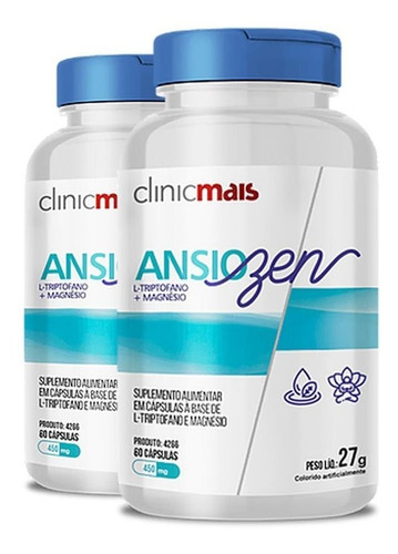 Kit 2 Ansiozen Triptofano E Magnésio Clinicmais 60 Cps