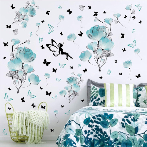 Calcomanías De Pared De Flores De 55 X 39 Pulgadas, Calcoman