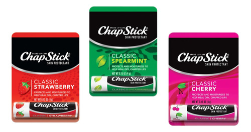 Chapstick Bálsamo Labial 3pack Fresa, Cereza Y Yerbabuena