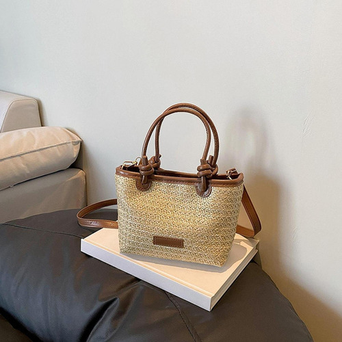 Bolso De Playa De Paja, Regalo Para Damas, Bolso Caqui