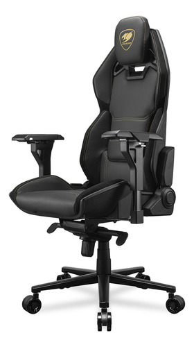 Cadeira profissional Cougar Hotrod Royal, cor preta, material de estofamento: couro sintético