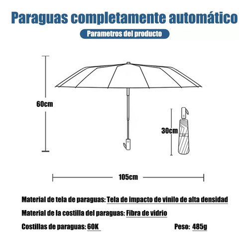 Paraguas Sombrilla Protección Uv Automático Con 12 Varillas