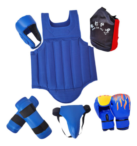 Set De Protección Para Boxeo Sanda - Equipo Color Azul L