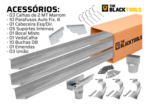 Kit Calha Moldura Galvanizada Completa Corte 28 6 Metros
