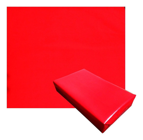 Papel De Presente Bobina Couche 40cmx100m - Cores Lisas Cor Vermelho