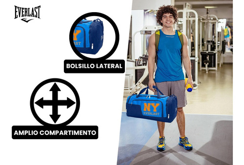 Imagen 3 de 10 de Bolso Everlast Deportivo Gym Viaje Reforzado Grande New! Tsr