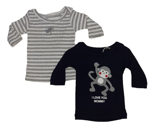 Set 2 Playeras Manga Larga Para Bebé Mod. I Love Mommy