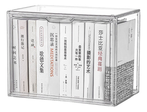 Organizador De Libros Oficina Caja Almacenaje Transparente Blanco