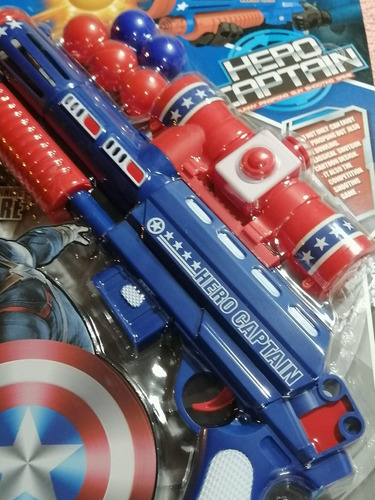 Imagen 7 de 9 de Arma Capitán América Lanza Pelotas. 37 Cm.