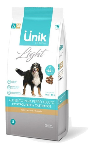 Alimento Unik Light Adulto Raza Mediana Y Grande 15kg