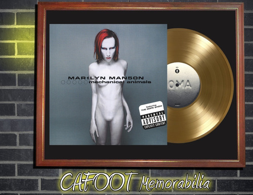 Marilyn Manson Mechanical Animals Lp Y Disco Oro En Cuadro