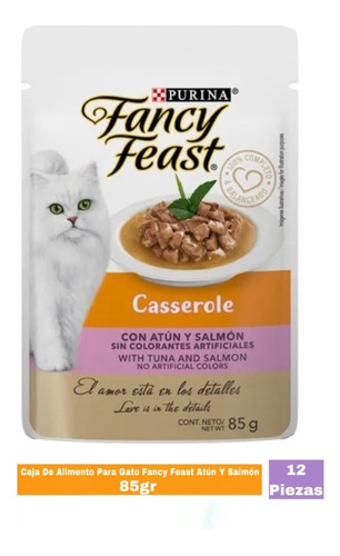 Caja De Alimento Para Gato Fancy Feast Atún Y Salmón 12 Pz