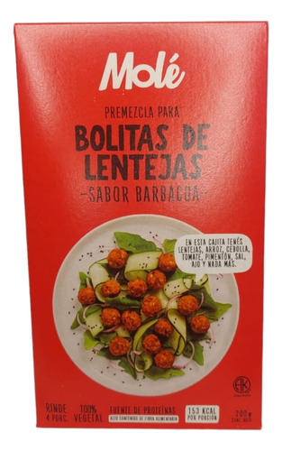 Premezcla Para Bolitas De Lentejas Sabor Barbacoa Mole X2 U.