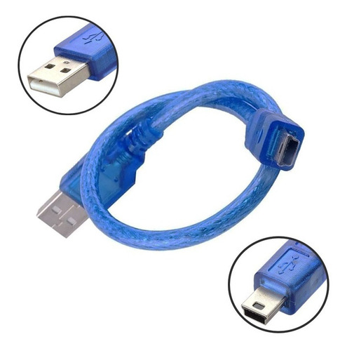 Cable De Datos Mini Usb Arduino Esp Color Azul