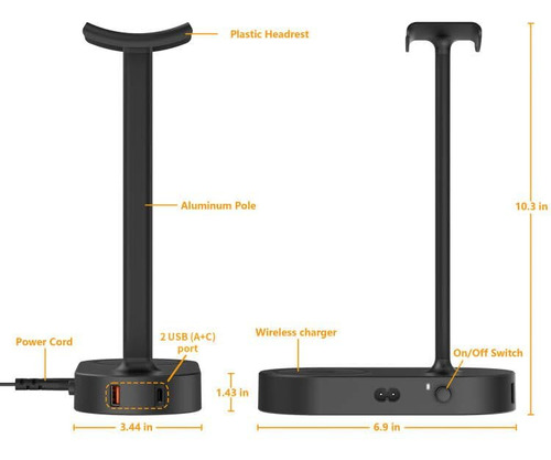 Cozoo Soporte Para Auriculares Con Almohadilla De Carga Inal