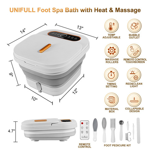 Banheira De Hidromassagem Para Pés Unifull Dobrável Com Aque