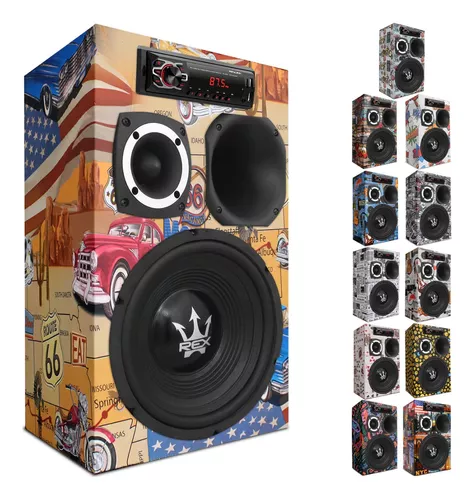 Caixa Bob Vazia P/Alto Falante de 12 (SubWoofer) + 1 Tweeter + 1 Driver + 1  Player C/ Duto de 3 Polegadas - Desconto no Preço