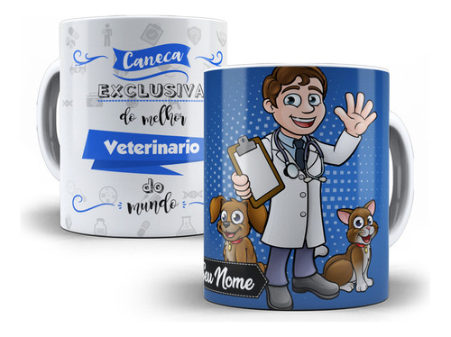 Caneca Profissão Veterinário + Caixinha - Opção 01