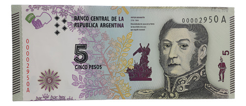 Billete 5 Pesos San Martín -3er. Millar Serie A Sin Circular