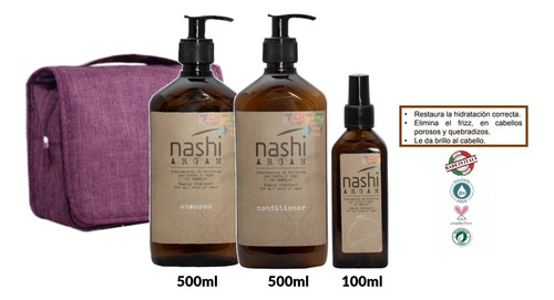Kit Shampoo Acondicionador Aceite Nashi Argan Hidratante 