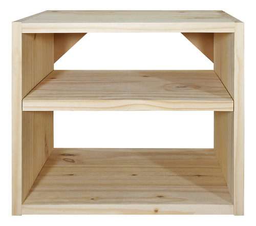 Mesa De Luz Cubo Flotante Doble Estante Estilo Moderno Sajo Color Natural