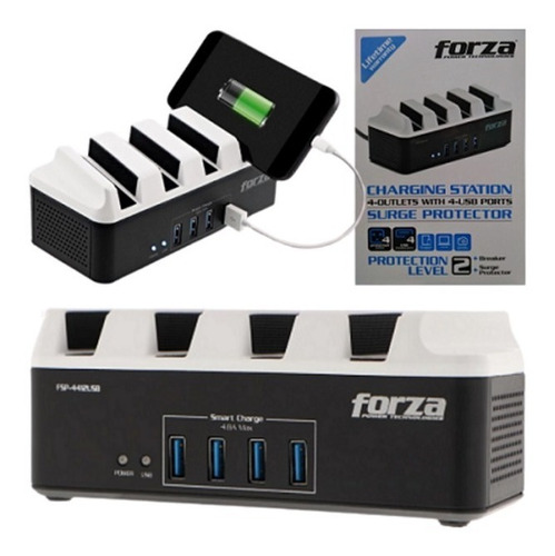 Supresor De Picos Forza Ifsp-4412usb Ac 110/220v 4 Tomas 4 U