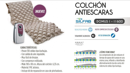 Colchon Antiescaras Silfab Automatico - Compresor Silencioso